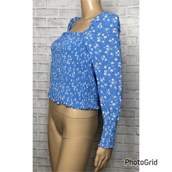 Reformation Pinto blue floral print smocked top - Picture 4 of 8